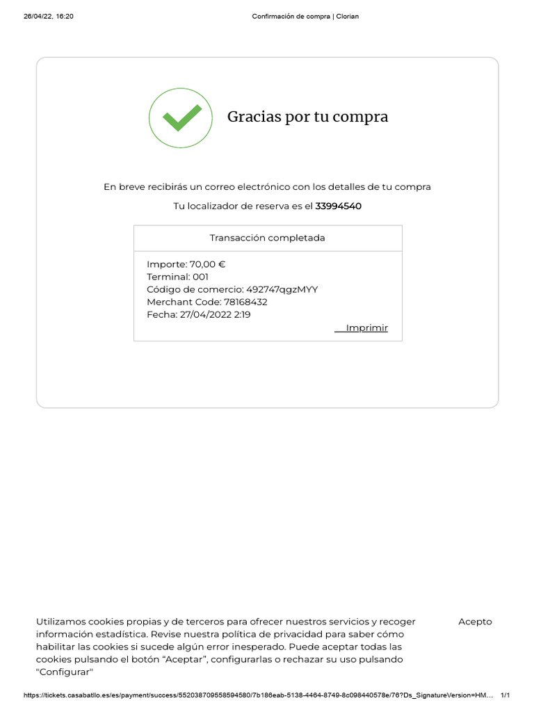 Confirmación de Compra Exitosa | PDF