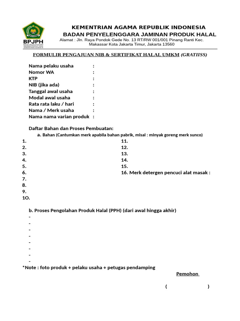 Form Pengajuan Sh | PDF
