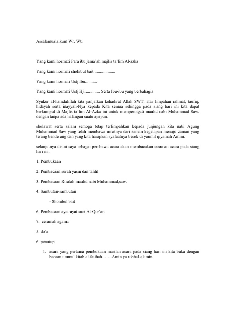 Contoh Teks Pembawa Acara