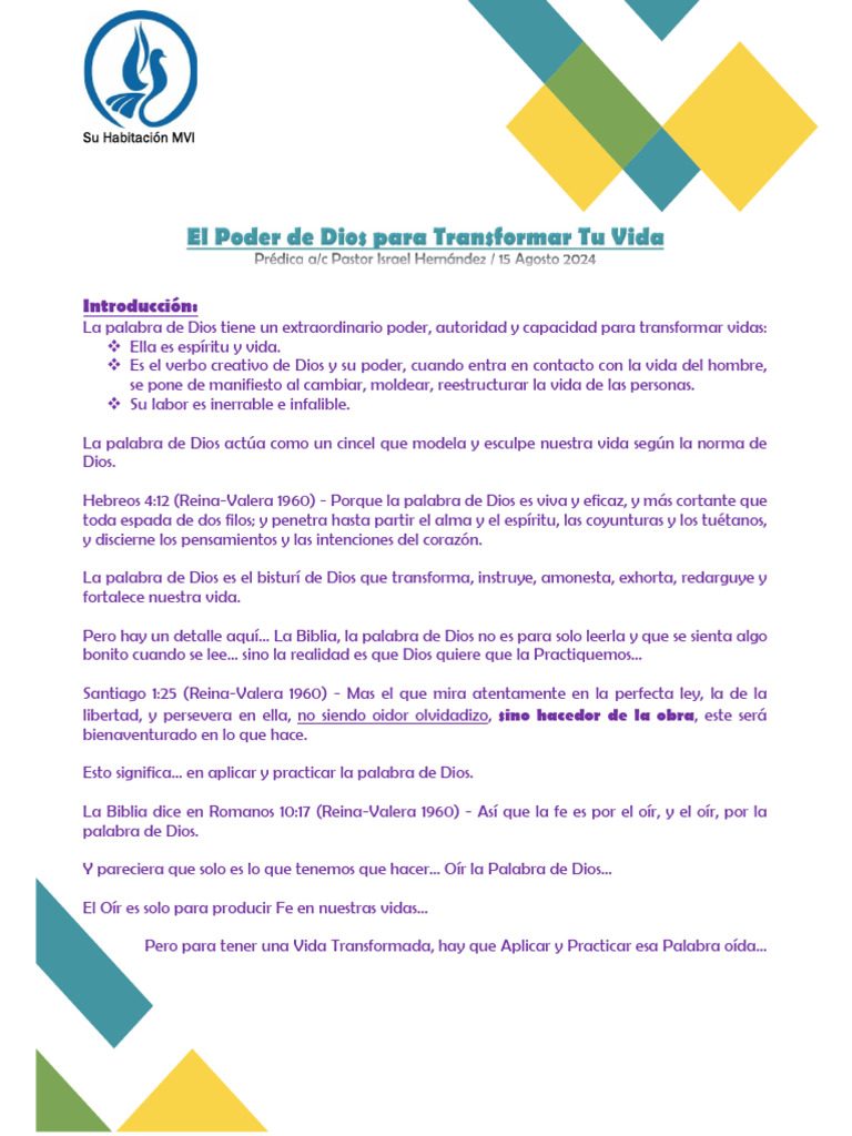 Práctica y Fe en la Palabra de Dios | PDF | Cristo (título) | Dios