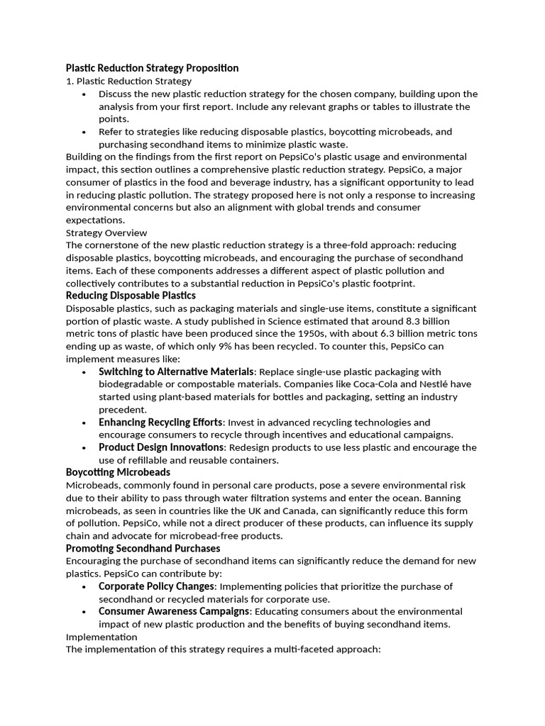 PepsiCo's Plastic Reduction Strategy Guide | PDF | Plastic | Recycling