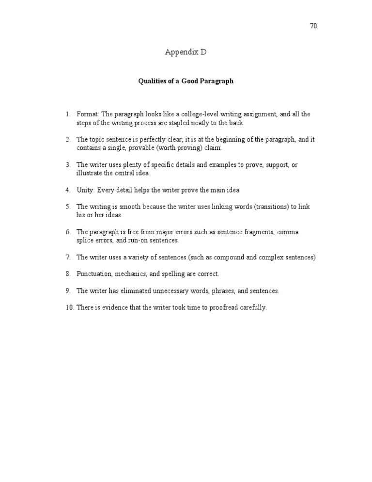 Qualities of A Good Paragraph PDF