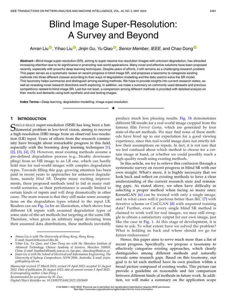 Survey on Blind Image Super-Resolution | PDF | Convolution | Deep Learning