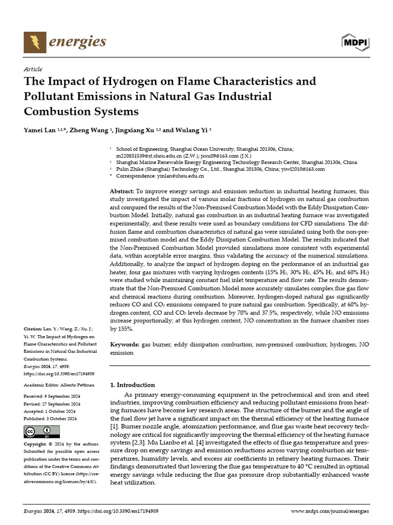 The Impact of Hydrogen On Flame Characteristics An | PDF | Combustion ...