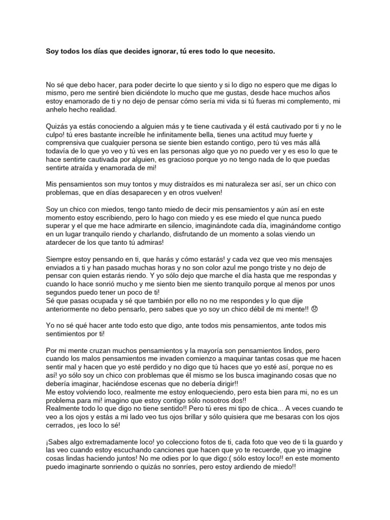 Soy Todos Los Días Que Decides Ignorar, Tú Eres Todo Lo Que Necesito. | PDF