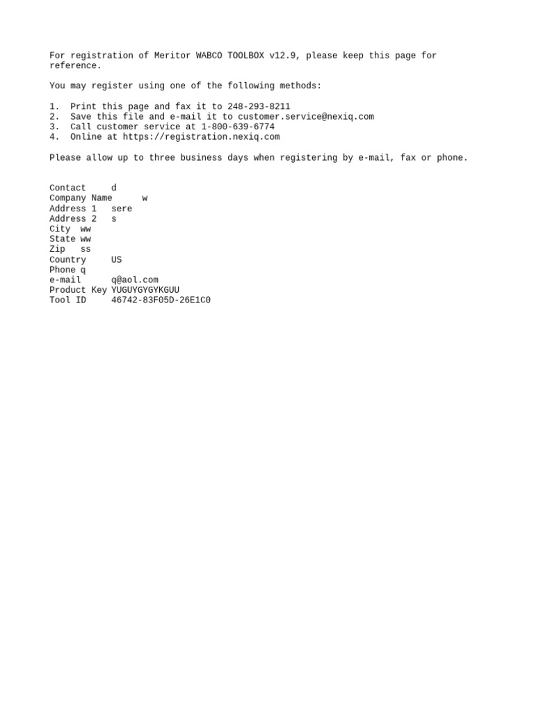Meritor WABCO Toolbox v12.9 Registration Guide | PDF