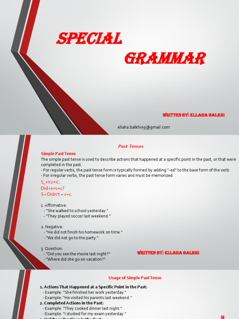 Understanding Past Tenses in English | PDF | Grammatical Tense | Verb