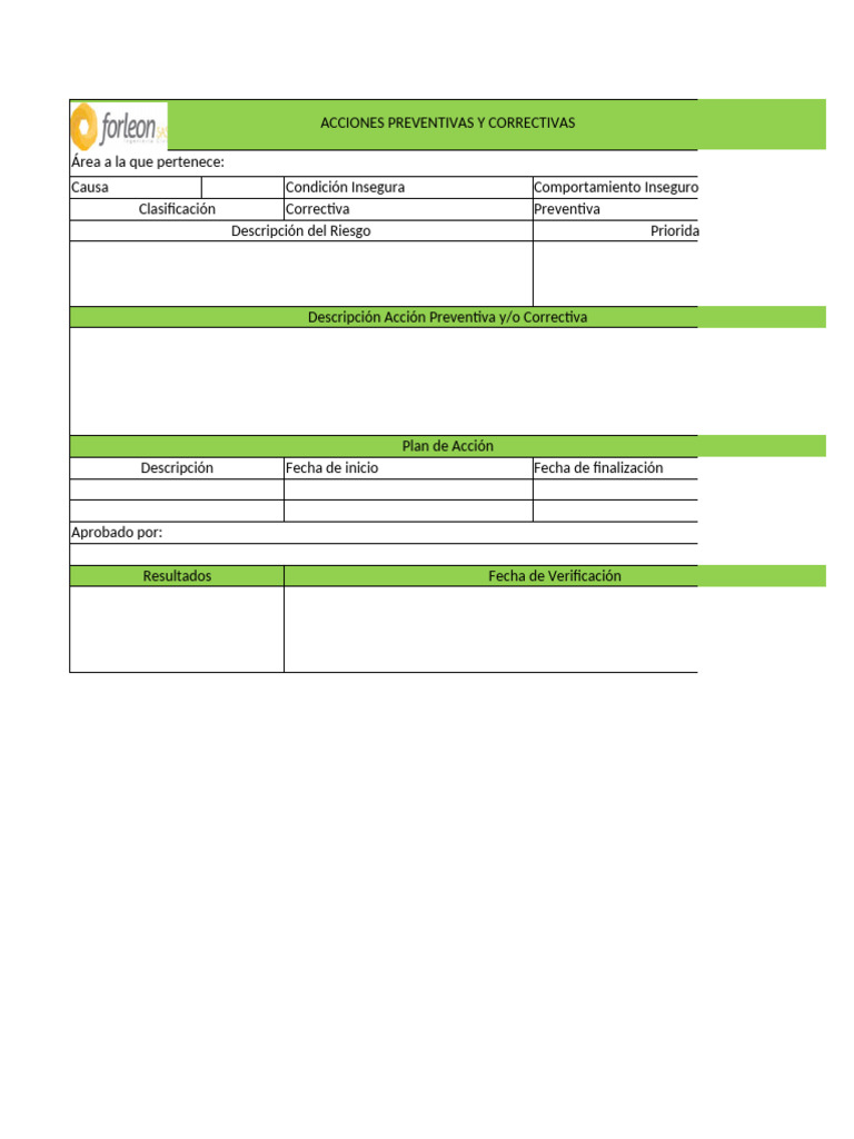 Formato De Registro De Acciones Correctivas Y Preventivas Pdf