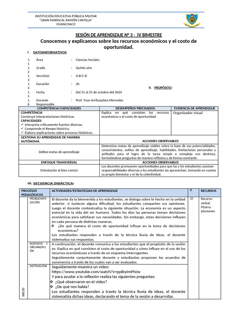 Sesion 3 CC - SS 5° | PDF | Aprendizaje | Maestros
