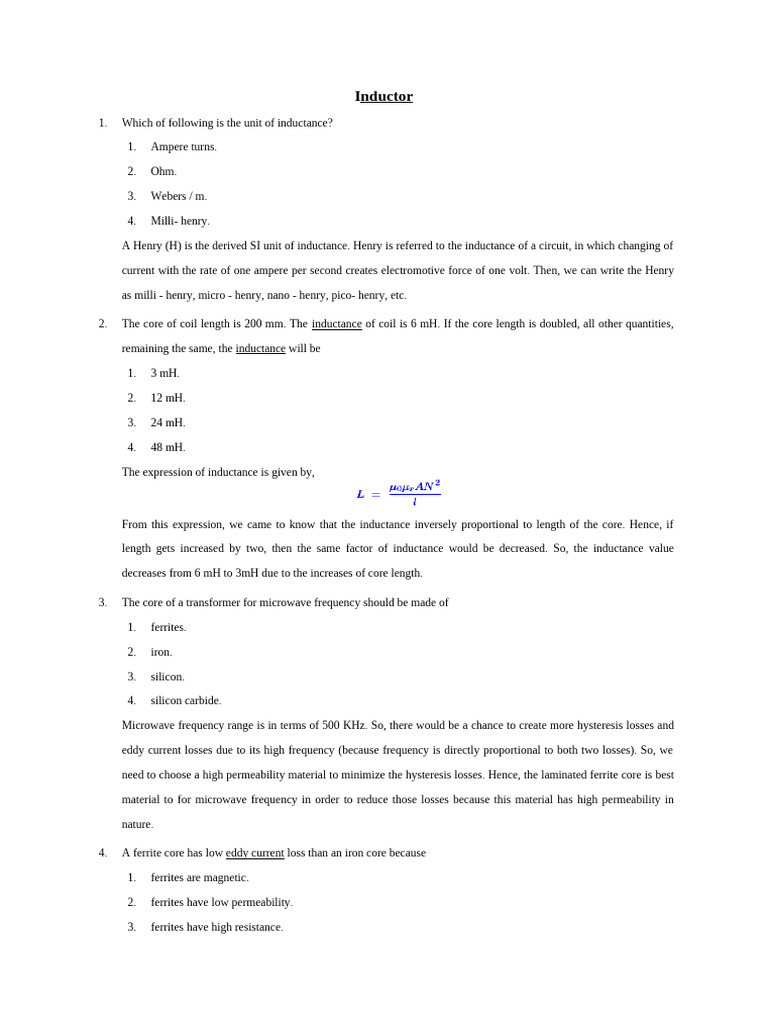 Inductor | PDF | Inductor | Inductance