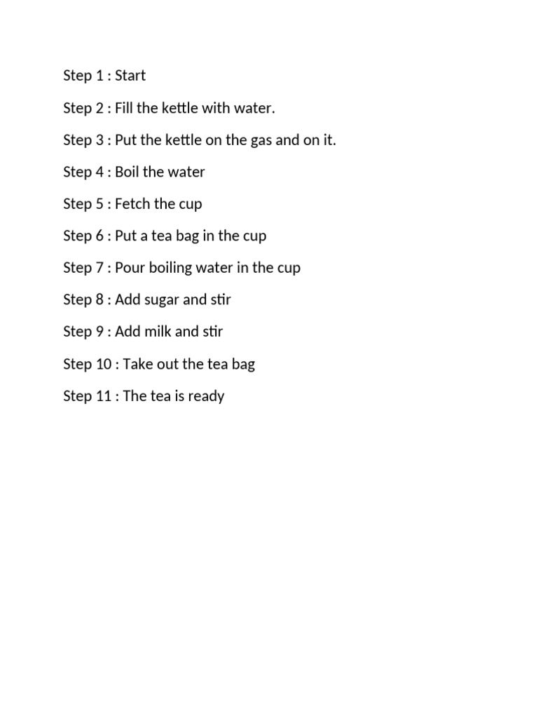 Algorithm of Making A Tea | PDF