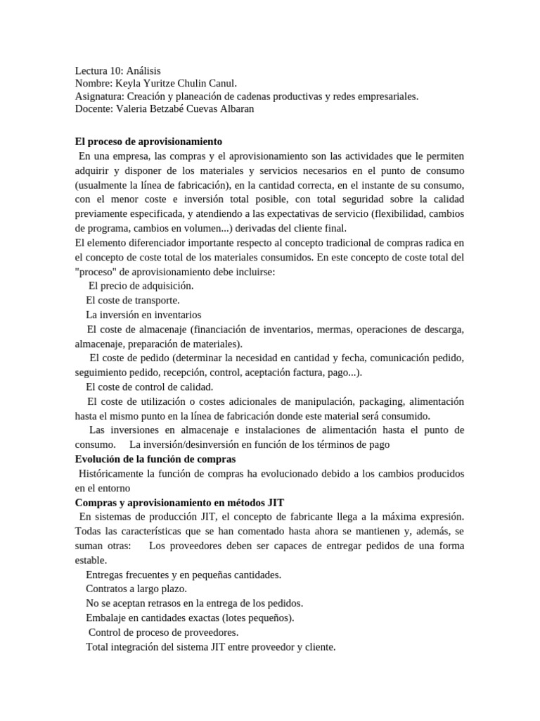 Proceso de Aprovisionamiento Efectivo | PDF