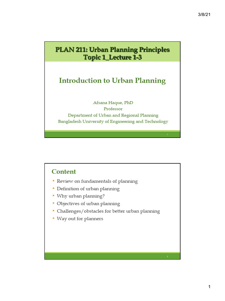 Plan 211 - Topic 1 - Lecture 1-3 | PDF | Urban Planning | Economies
