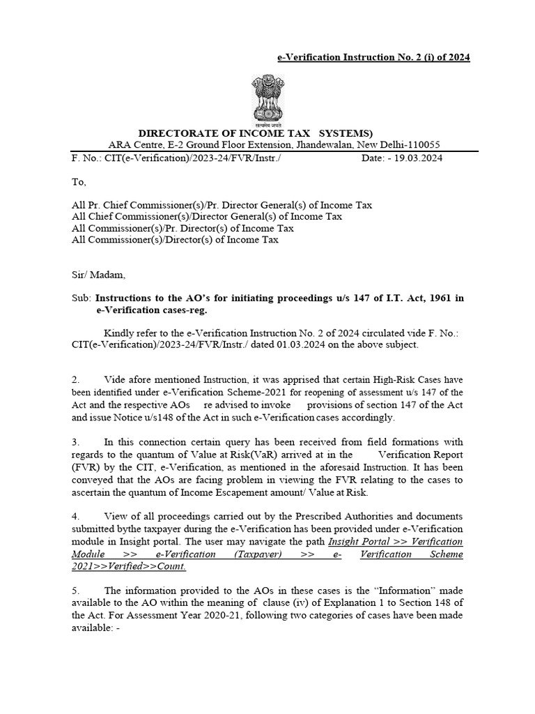 e-Verification Guidelines for AO's 2024 | PDF | Economies | Public Finance