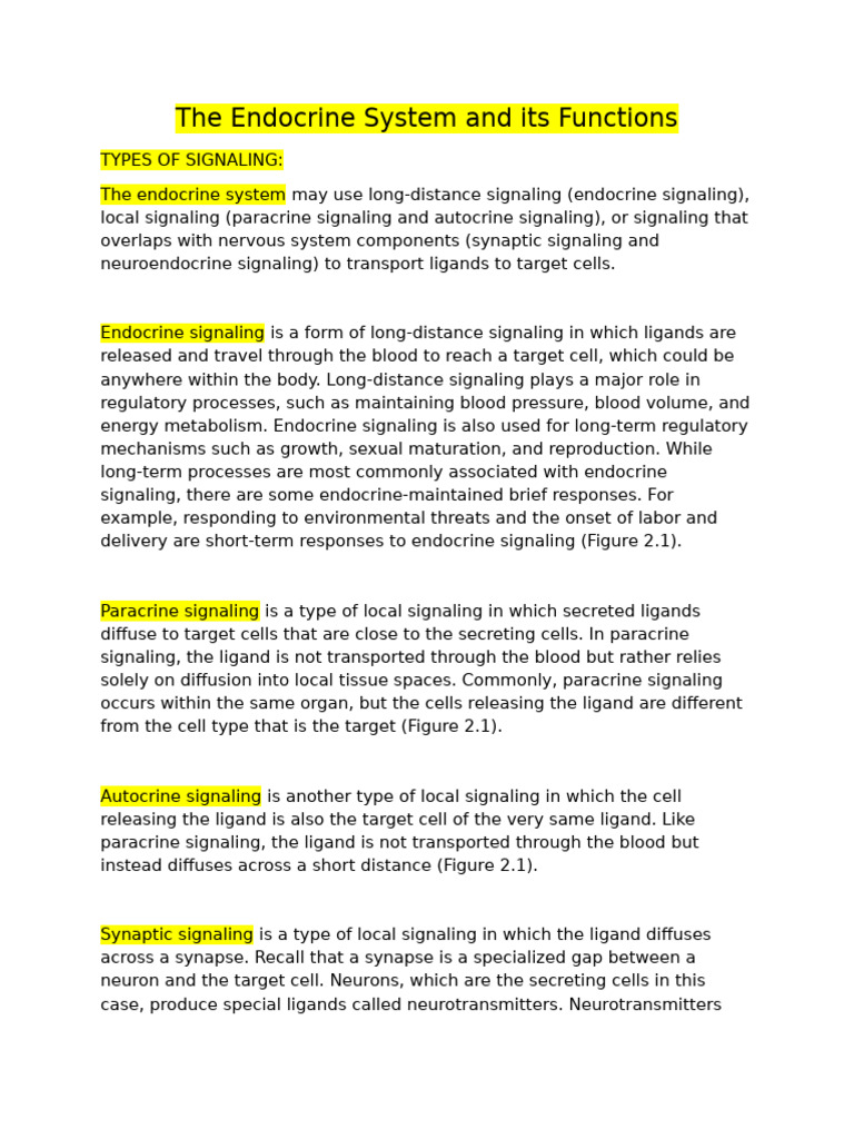 Endocrine Signaling and Hormone Types | PDF | Cell Signaling | Hormone