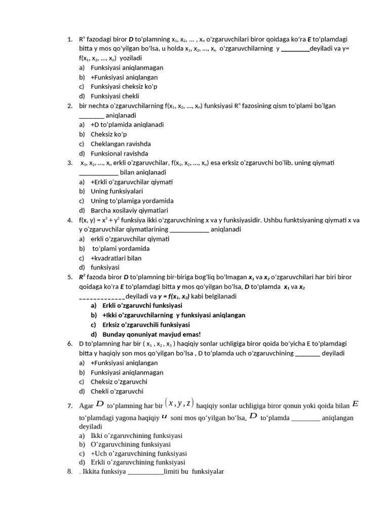 12 - Mavzu Bo'yicha Test Savollari (Hisob) . | PDF