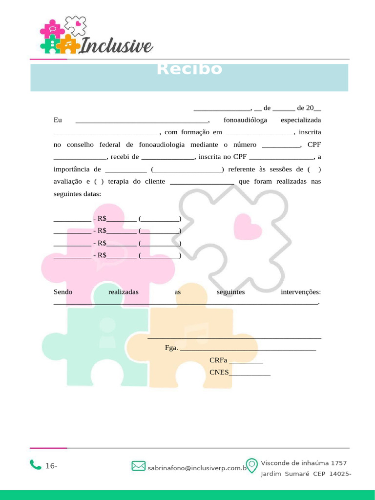 Recibo de Sessões de Fonoaudiologia | PDF