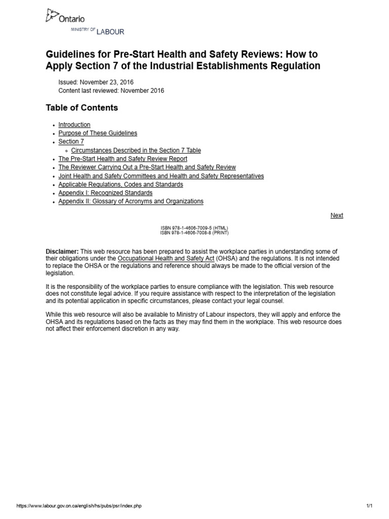 Pre-Start Health & Safety Review Guide | PDF | Occupational Safety And ...