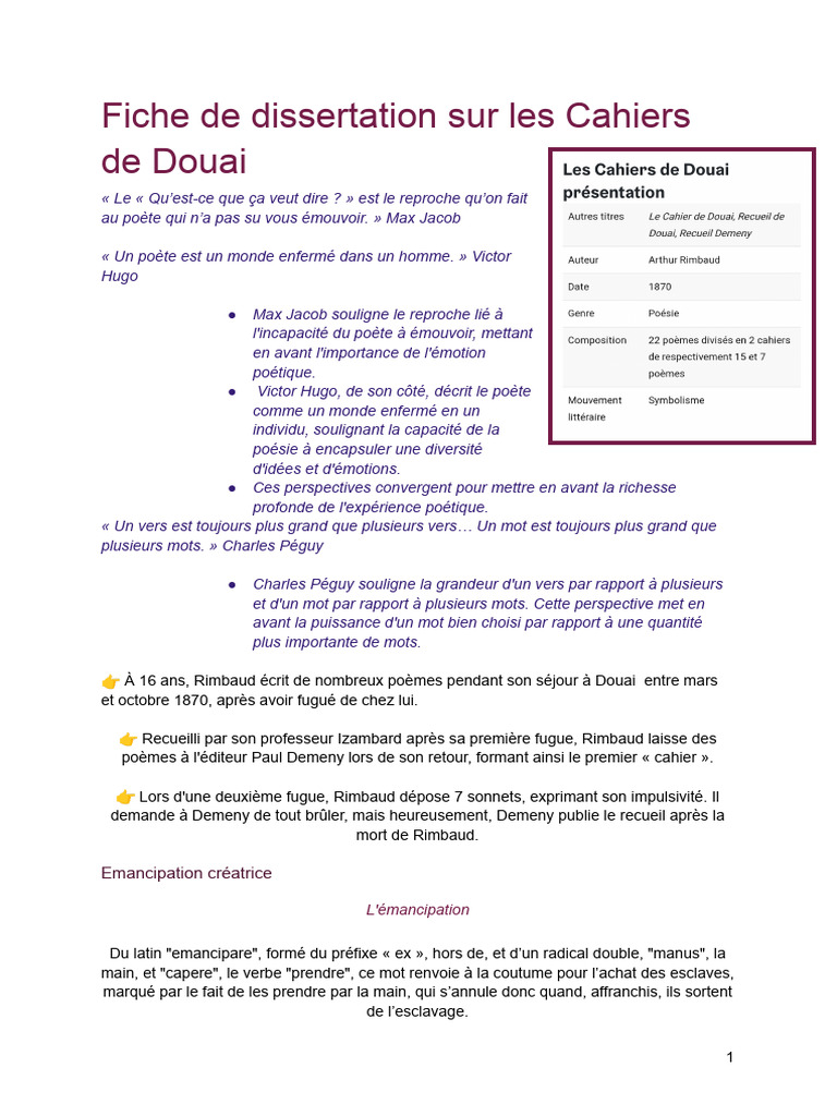 Rimbaud : Émotions et Rébellion Poétique | PDF | Arthur Rimbaud ...