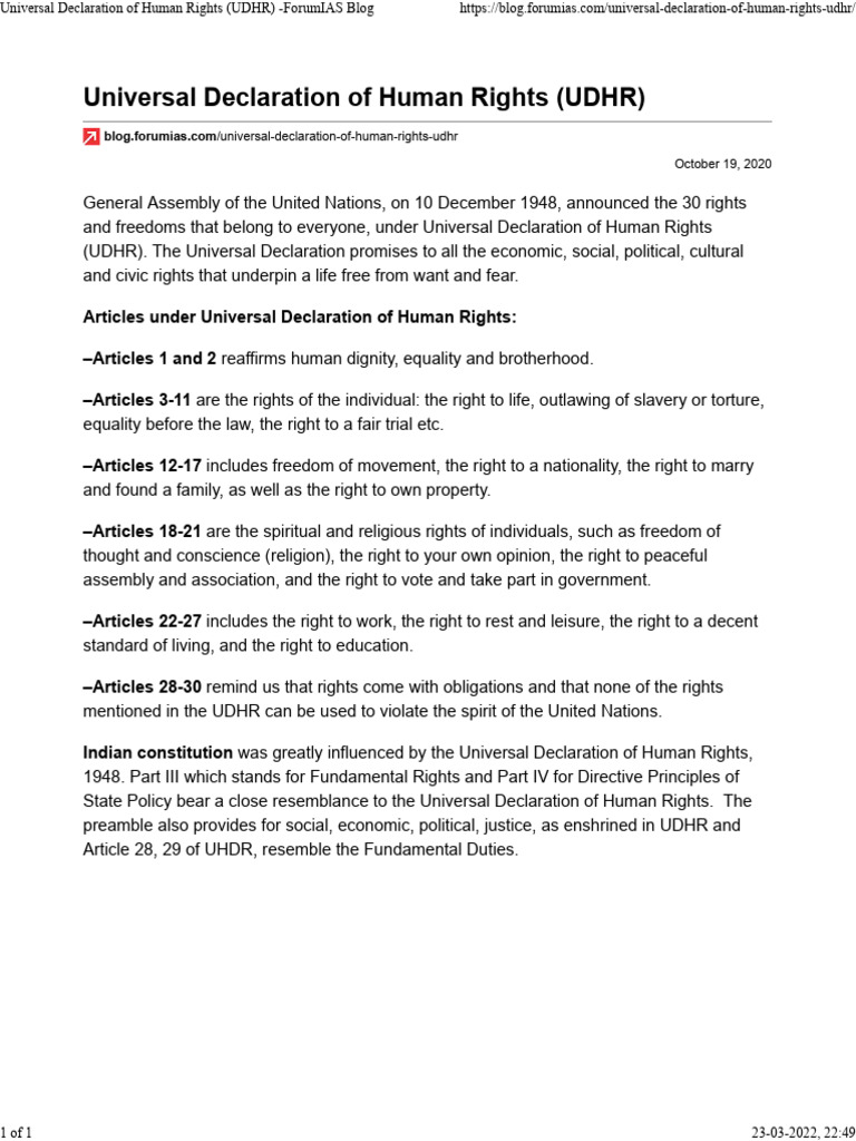 UDHR: Key Rights and Principles Explained | PDF | Human Rights | Social ...