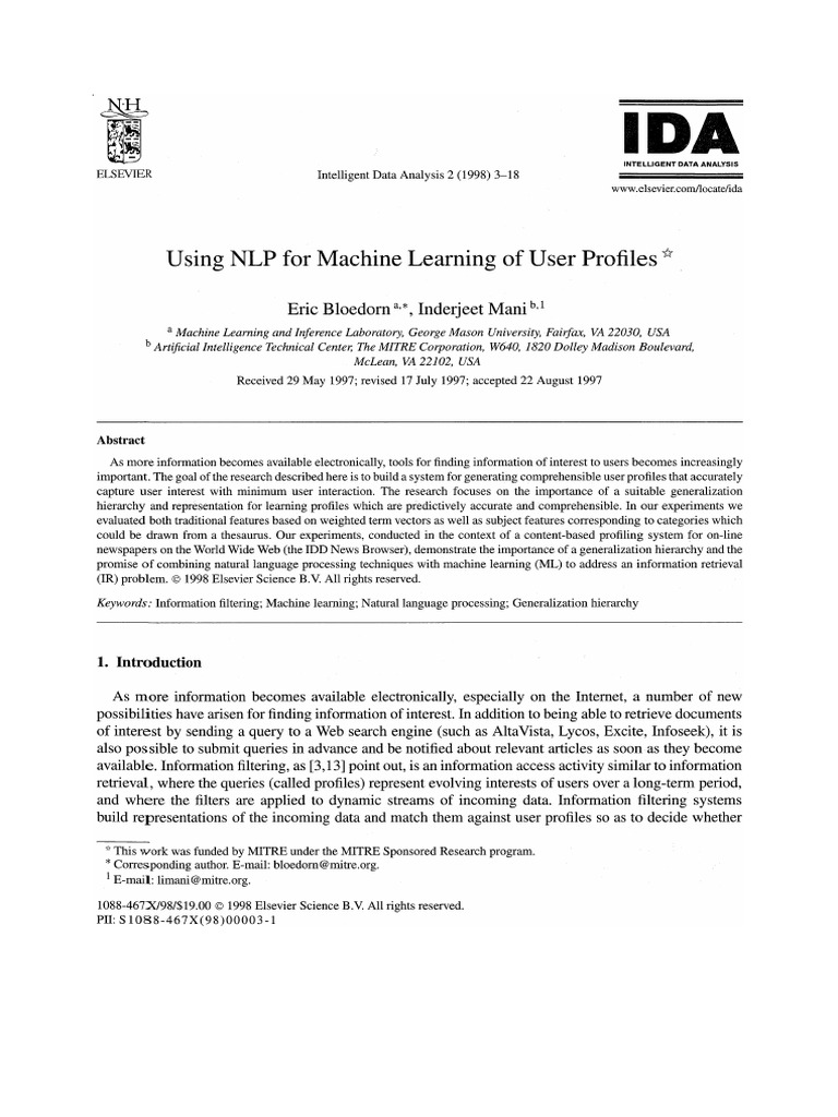 Using NLP For Machine Learning of User Profiles | PDF | Accuracy And ...