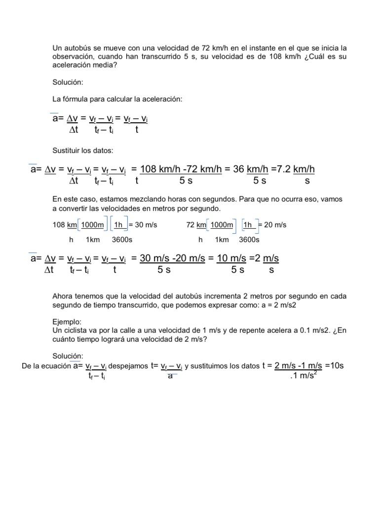 Km Hora A Metros Por Segundo Gui A | PDF | Velocidad | Aceleración