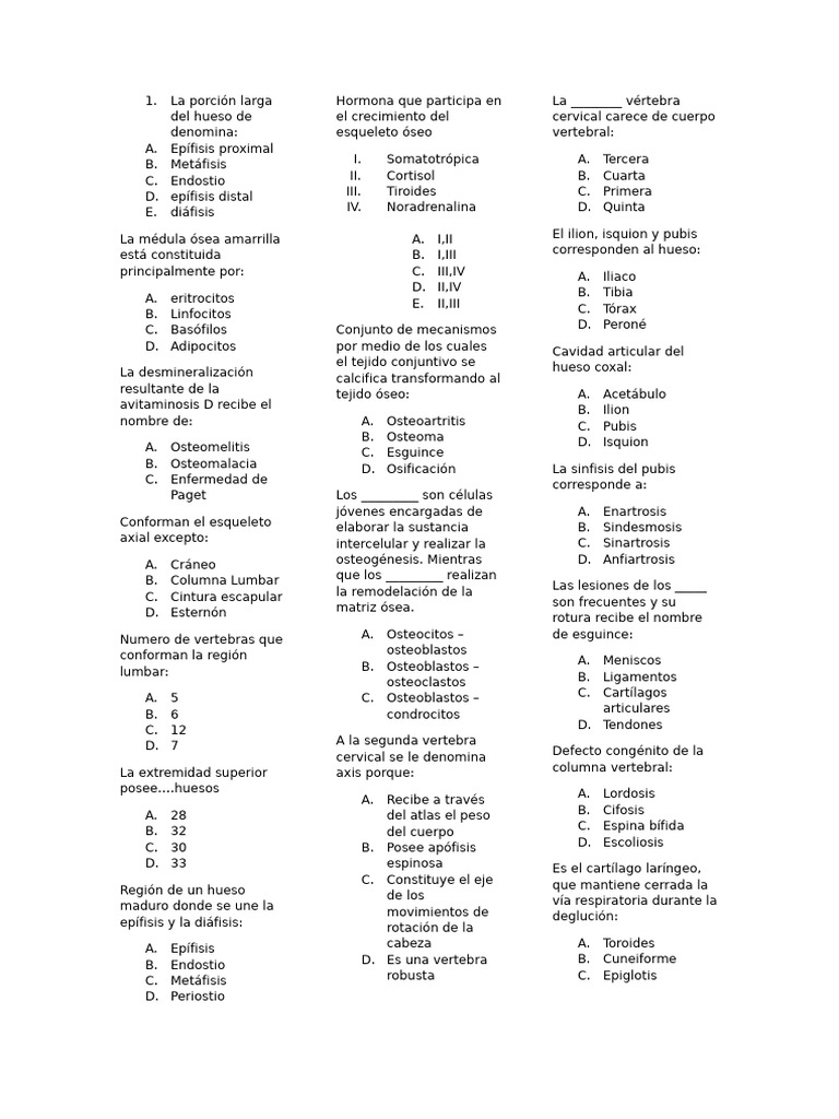 Examen Hugo | PDF | Hueso | Articulación