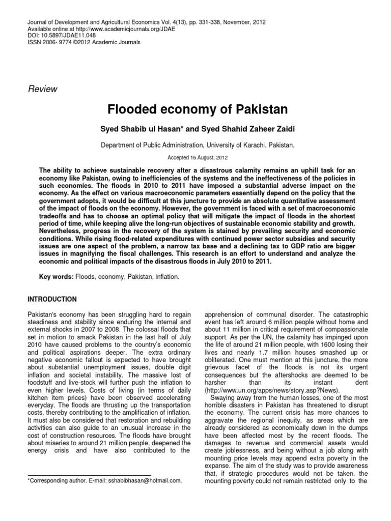 Economic Impact of Pakistan's Floods | PDF | Cost Of Living | Agriculture