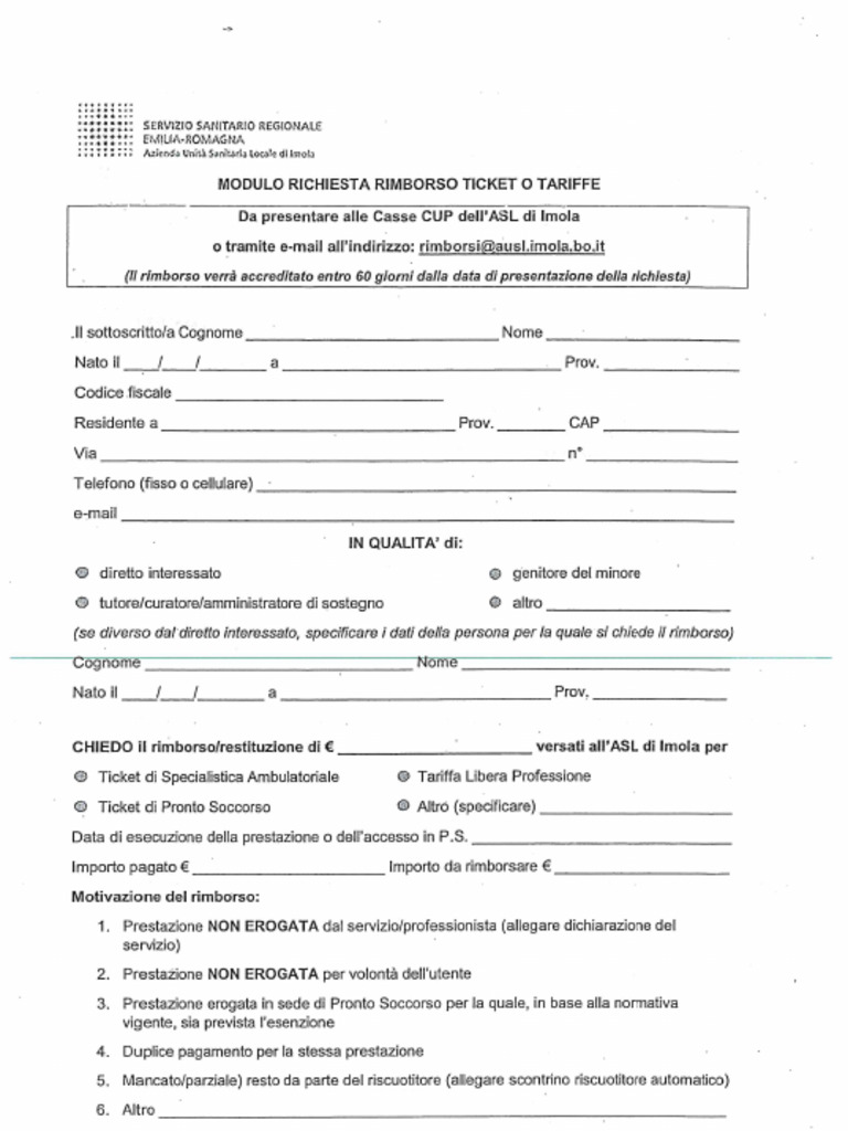 Modulo Rimborso | PDF