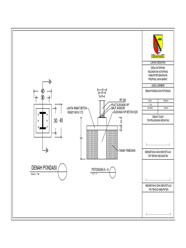 Denah Pondasi WF Beton K225 Bandung | PDF