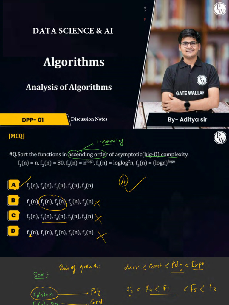 Analysis of Algorithms - DPP 01 Discussion Notes | PDF