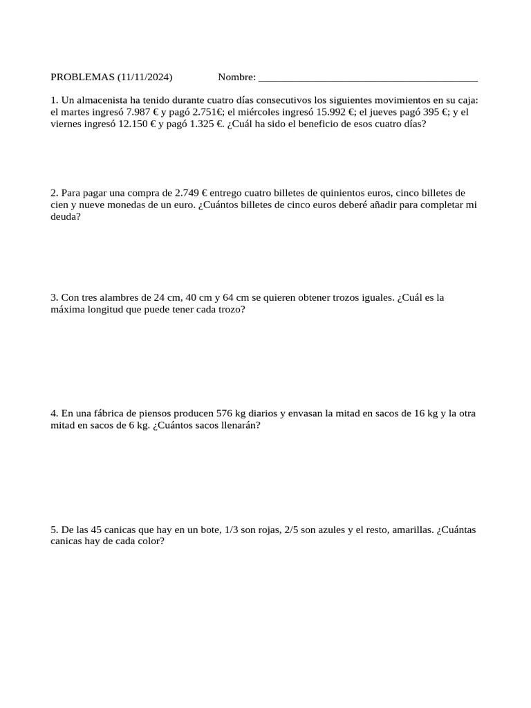 Problemas 5 | PDF