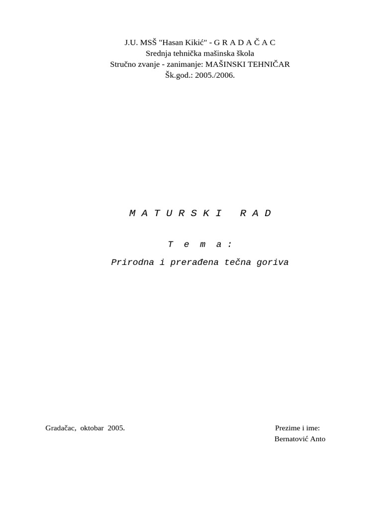 Prir.i Prer. Tecna Goriva | PDF