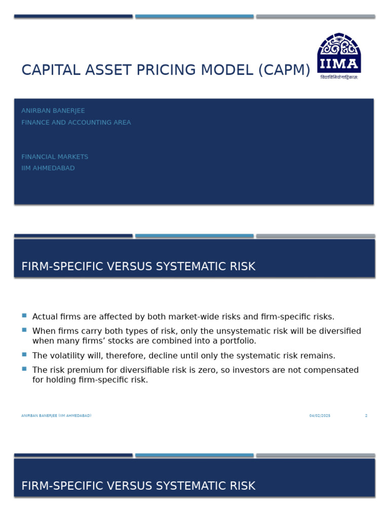 Topic 7-Asset Pricing | PDF | Financial Risk | Capital Asset Pricing Model