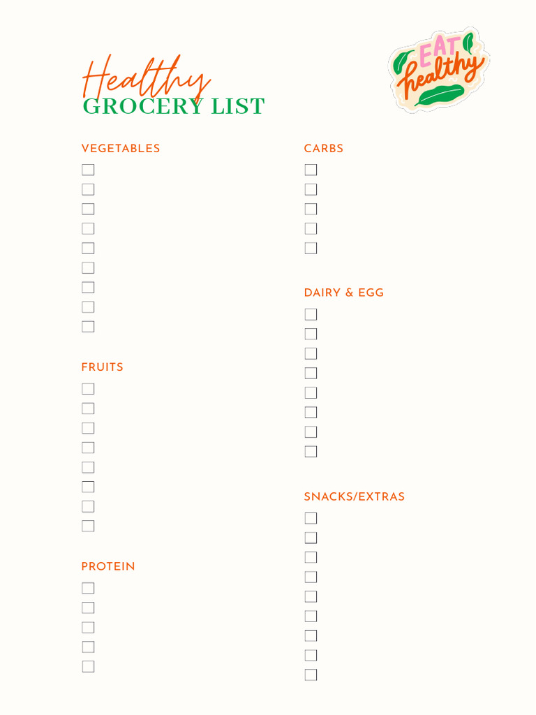 Healthy Grocery List | PDF