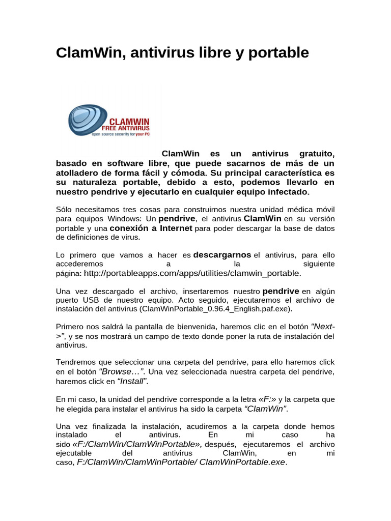 ClamWin: Antivirus Portable y Gratuito | PDF | Virus de computadora ...