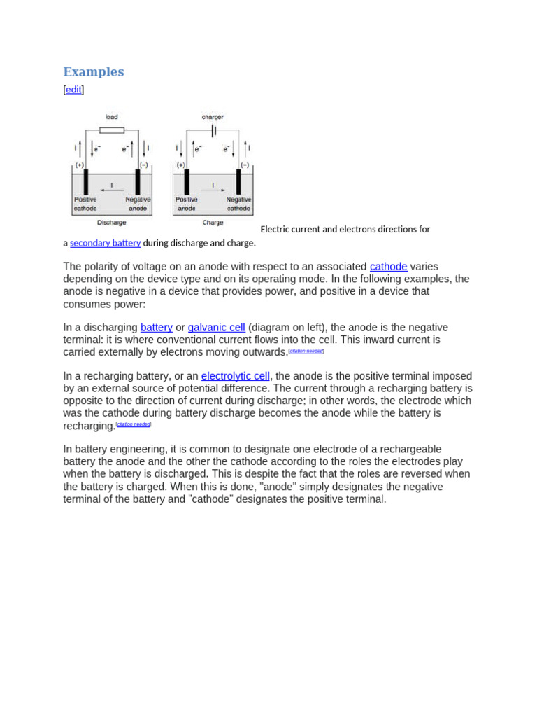 Anode and Cathode Roles in Batteries | PDF
