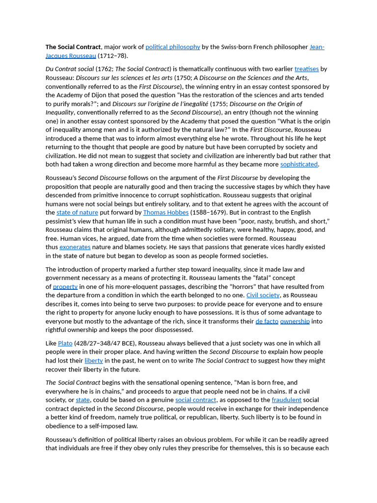 Rousseau's The Social Contract Explained | PDF | Social Contract | Jean ...