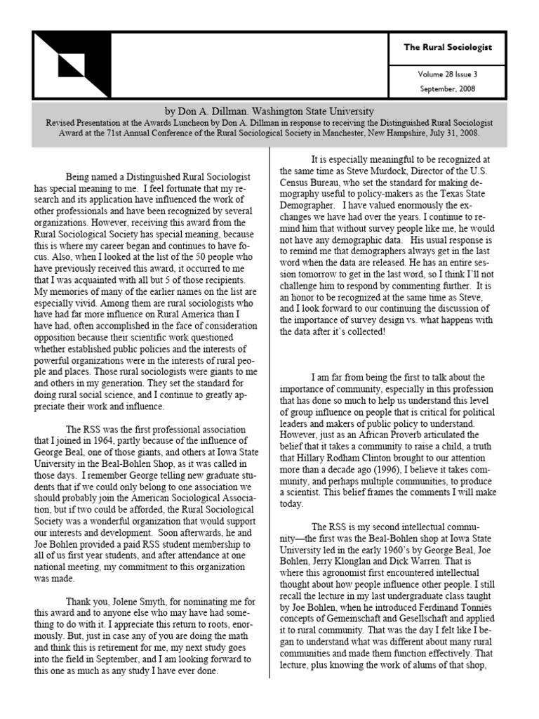 Significance of Rural Sociology | PDF | Sociology | Survey Methodology