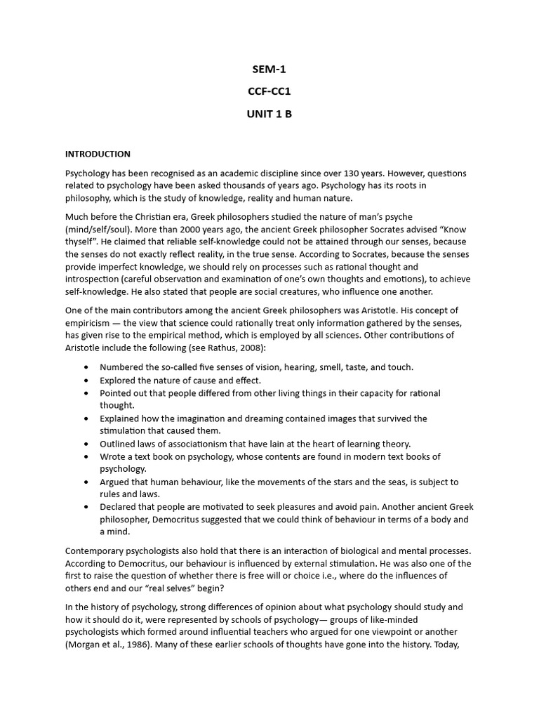 SEM 1 CCF CC 1 1B | PDF | Cognitive Psychology | Psychological Concepts