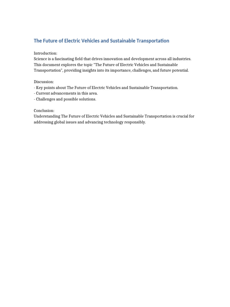 Future of Electric Vehicles & Sustainability | PDF