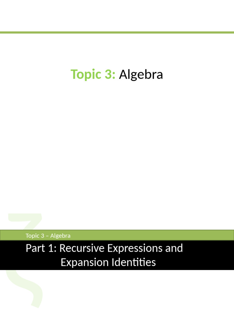 Algebra: Recursive Expressions & Factorization | PDF | Area | Mean