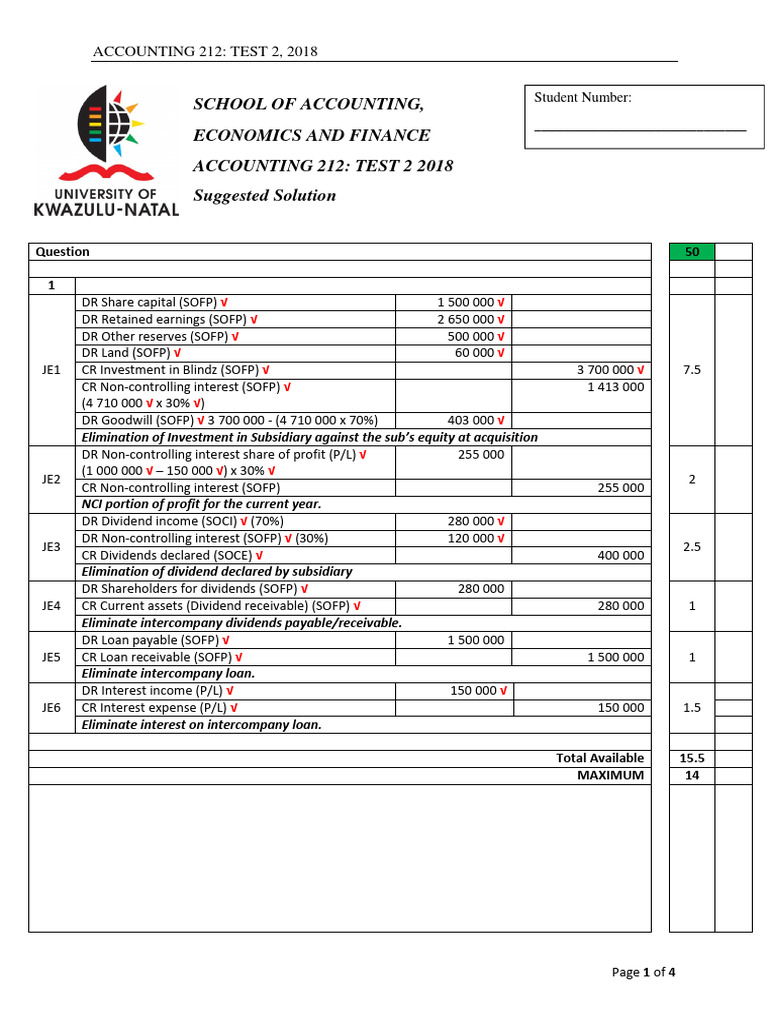 Accounting 212 Test 2 Solutions 2018 | PDF | Dividend | Equity (Finance)