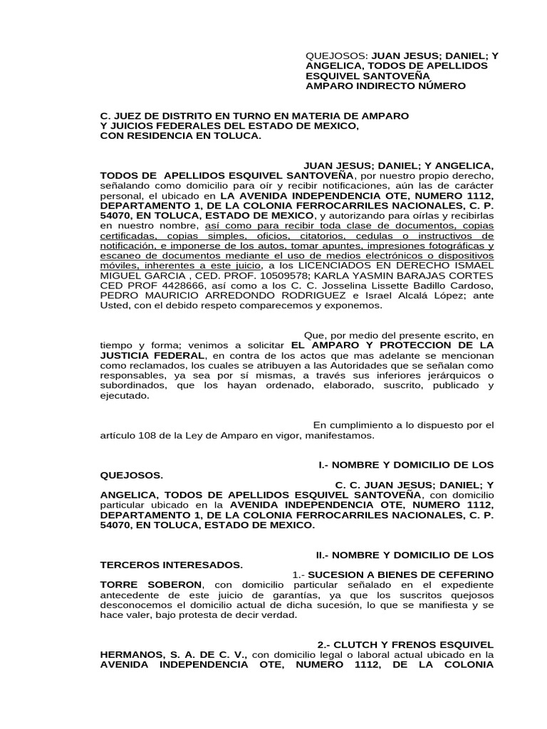 Amparo Indirecto Esquivel Santoveña | PDF | Caso de ley | Justicia