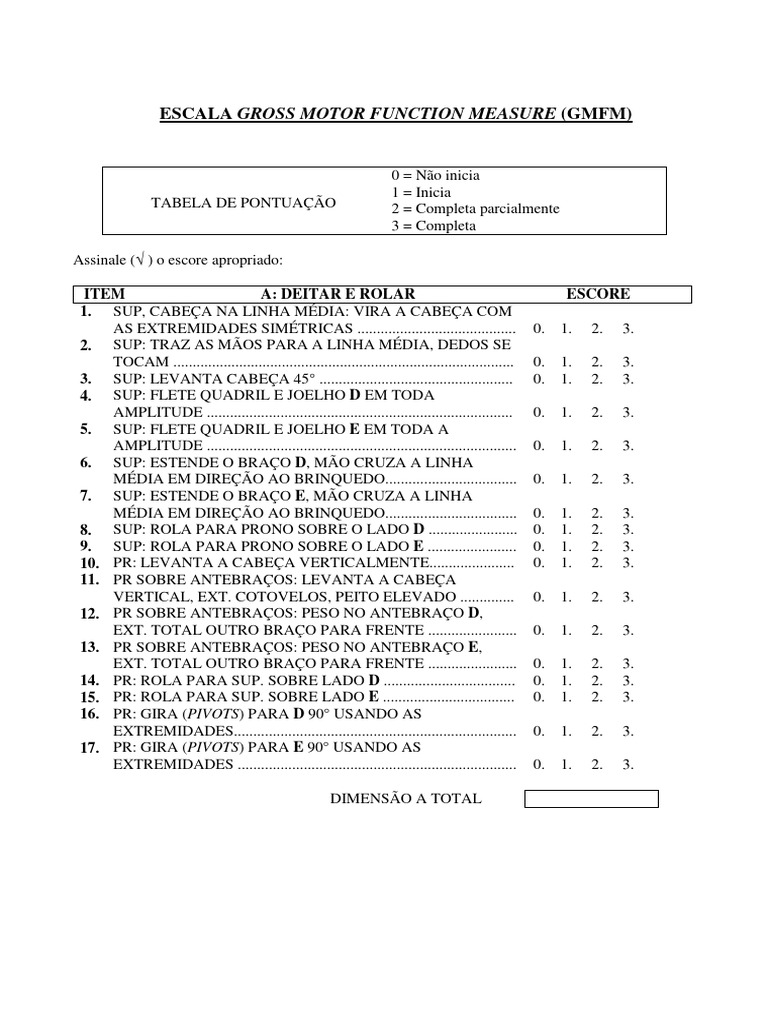 Escala Gross Motor Function Measure | PDF