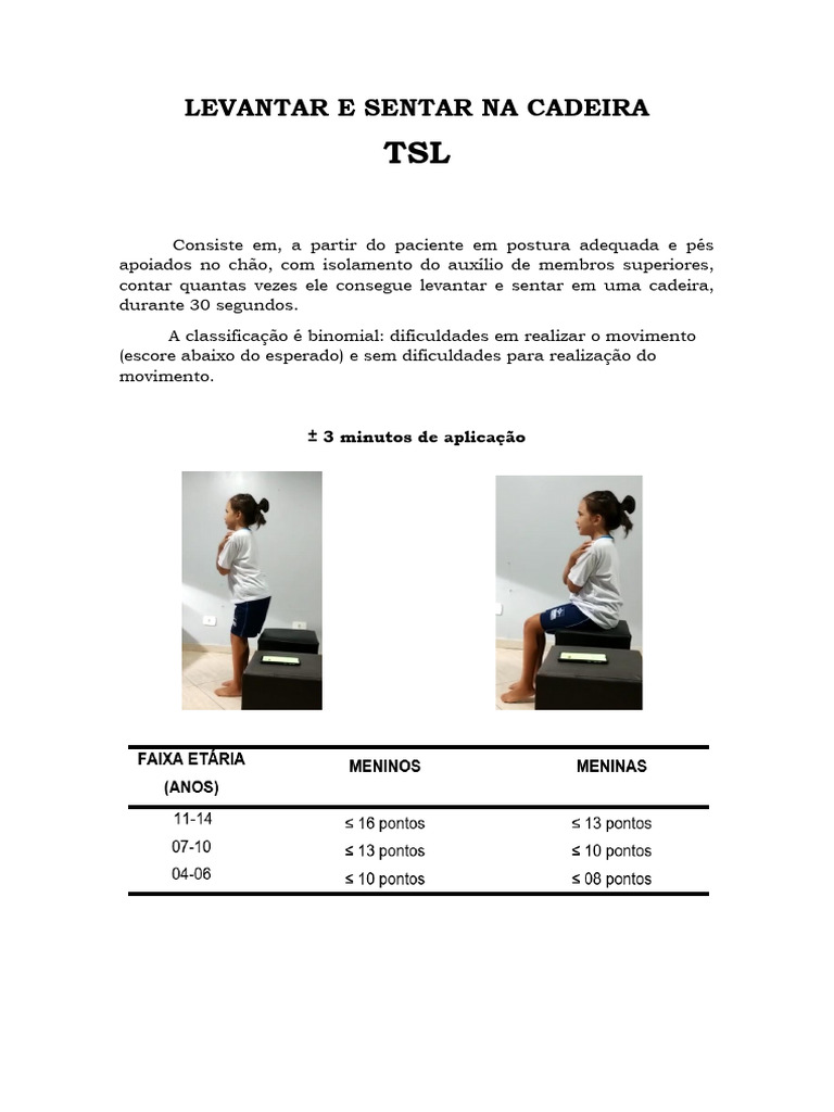 Avaliação de Levantar e Sentar na Cadeira | PDF