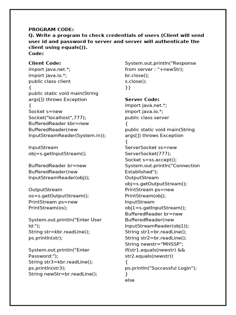 Java User Authentication and Chat Server Code | PDF | Computer Science ...