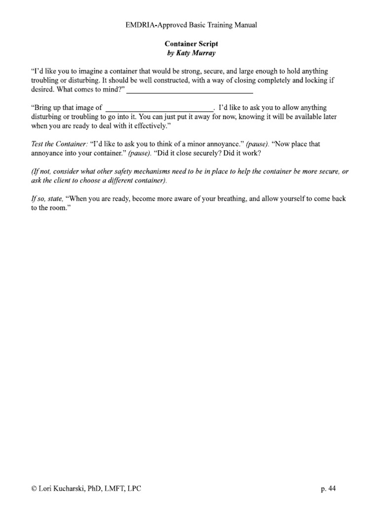 EMDR Resourcing Scripts | PDF