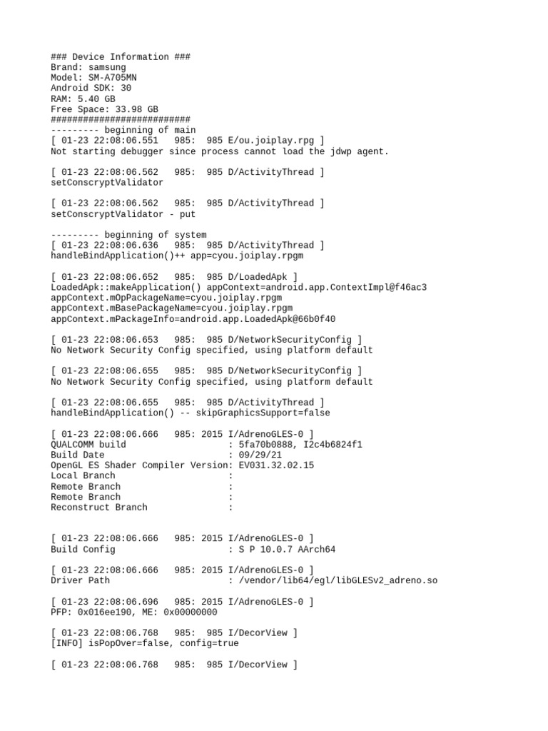 Samsung SM-A705MN Device Logs | PDF | Smartphone | Smart Devices