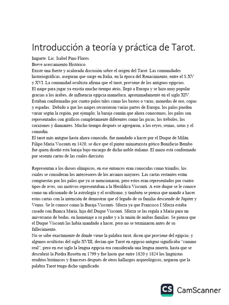 Historia y Arcanos del Tarot | PDF | Tarot | Jugando a las cartas